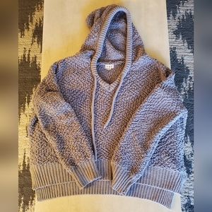 Fuzzy Cropped Hooded Hi-Low Sweatshirt | M